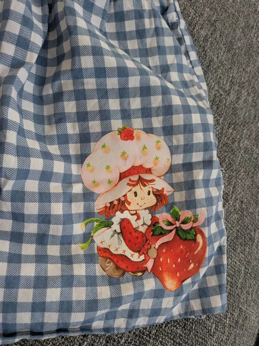 Strawberry Shortcake Blue Gingham Boxer Shorts Pajama Bottoms